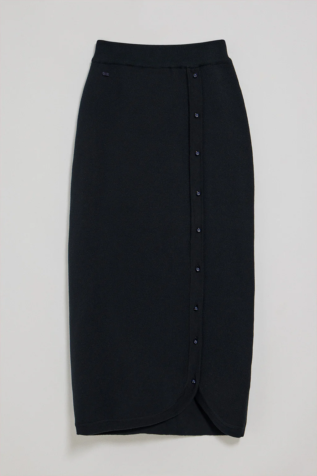 Navy-blue buttoned knit skirt Manoban with mother-of-pearl detail - Image 9