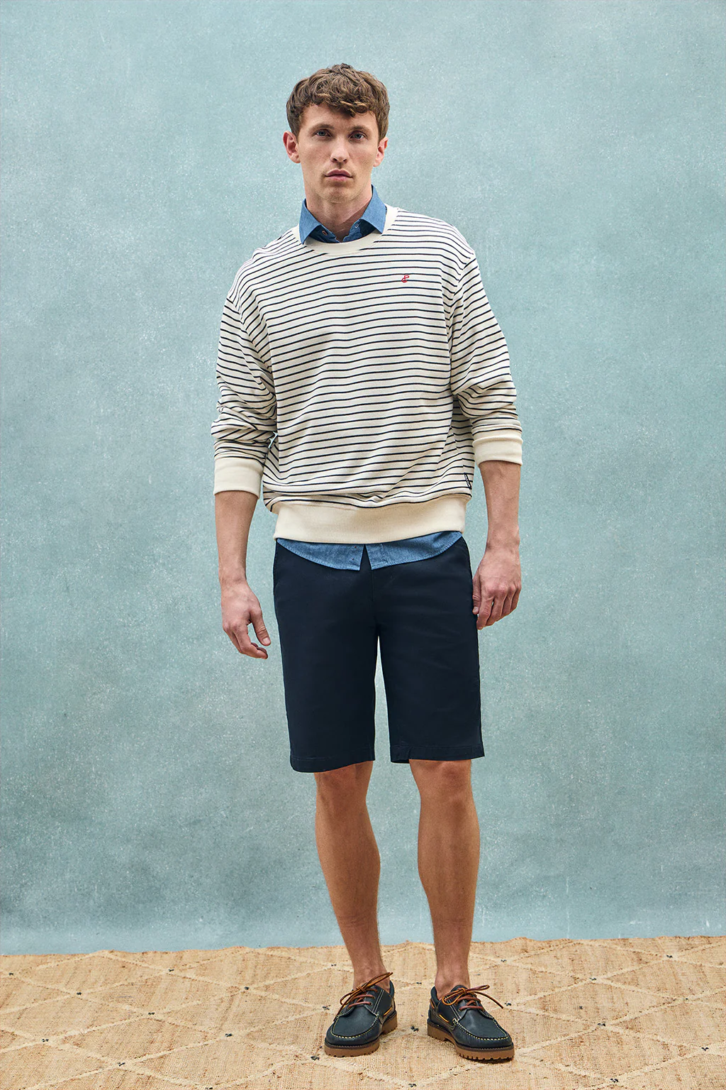 Nude striped sweatshirt Captain with embroidered monogram - Image 10
