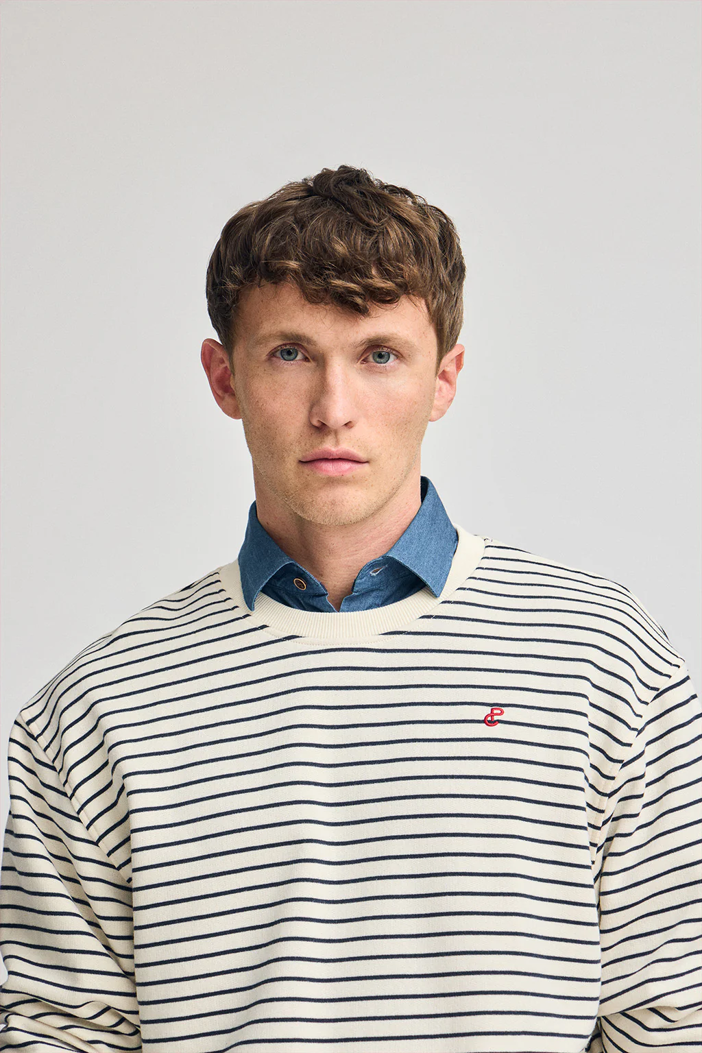 Nude striped sweatshirt Captain with embroidered monogram - Image 3