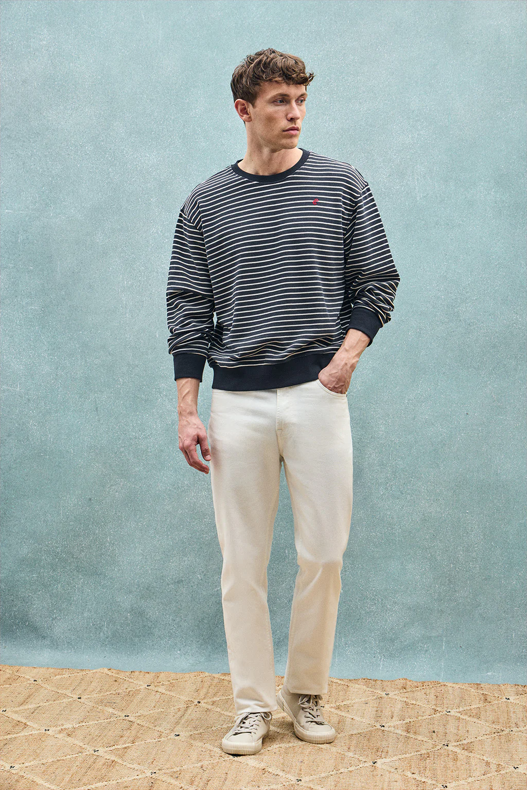 Navy-blue striped sweatshirt Captain with embroidered monogram - Image 10