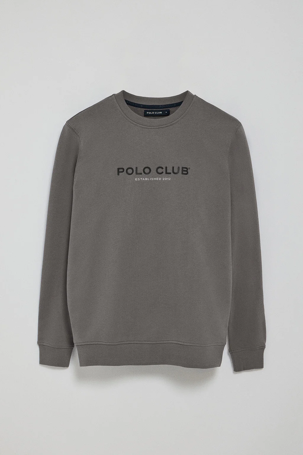 Asphalt-grey round-neck regular sweatshirt with rubber print - Image 7