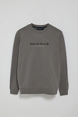 Asphalt-grey round-neck regular sweatshirt with rubber print - Image 8