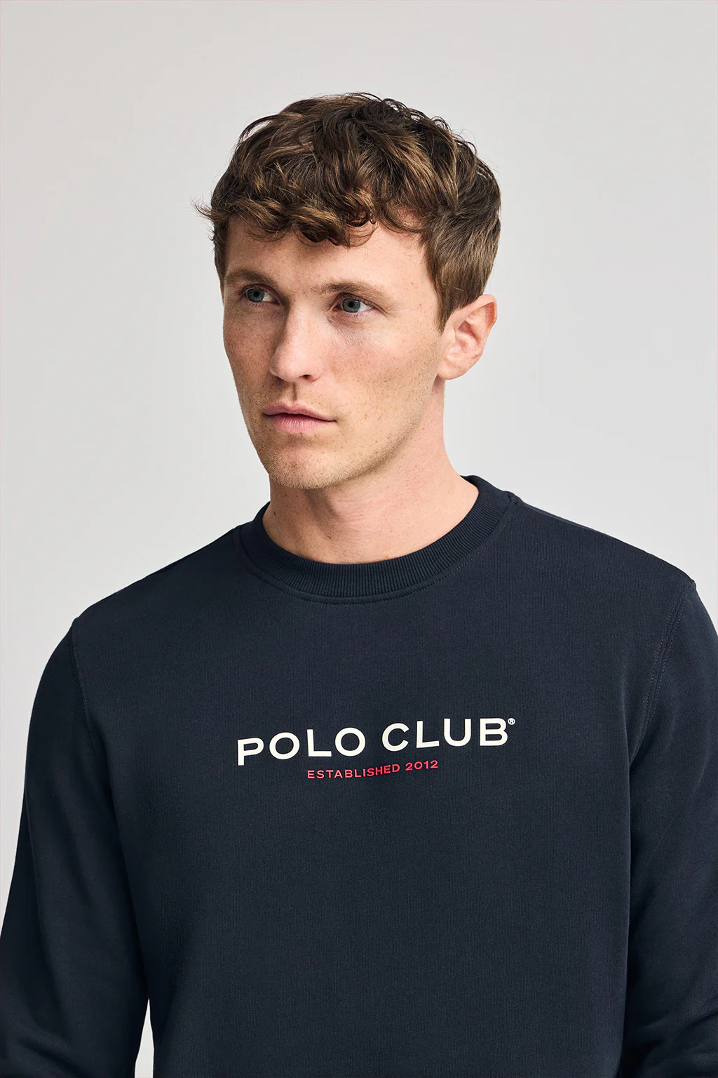Navy-blue round-neck regular sweatshirt with rubber print - Image 3