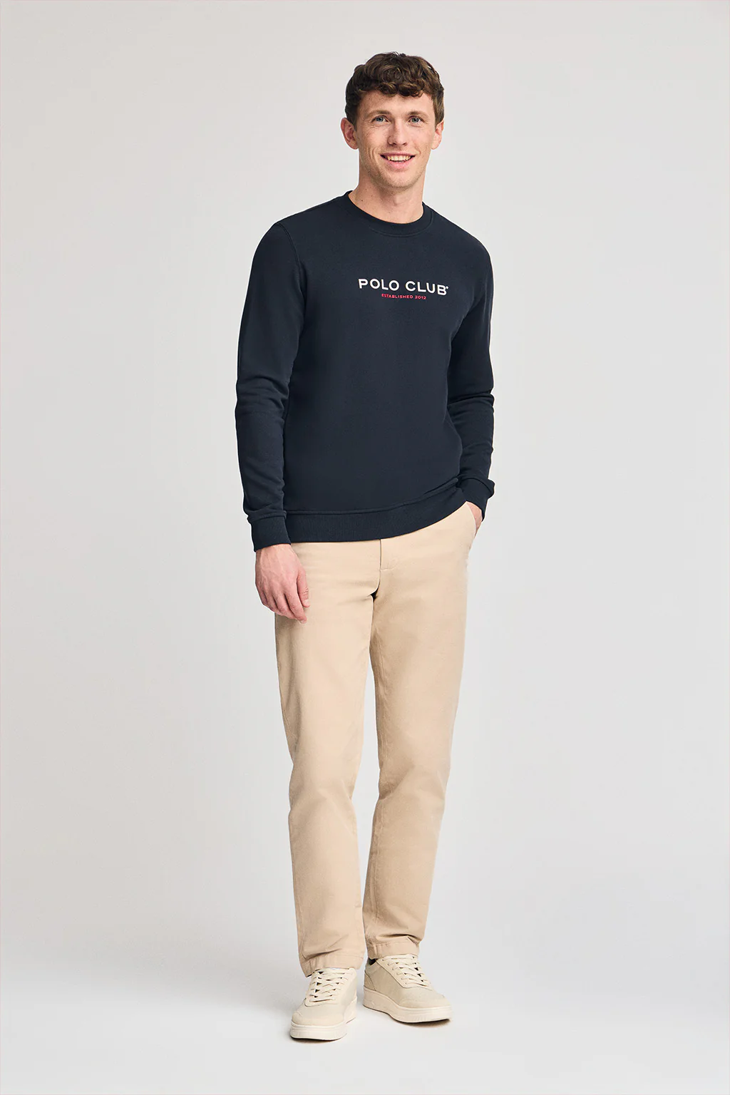 Navy-blue round-neck regular sweatshirt with rubber print - Image 4
