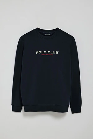 Navy-blue round-neck regular sweatshirt with rubber print - Image 8