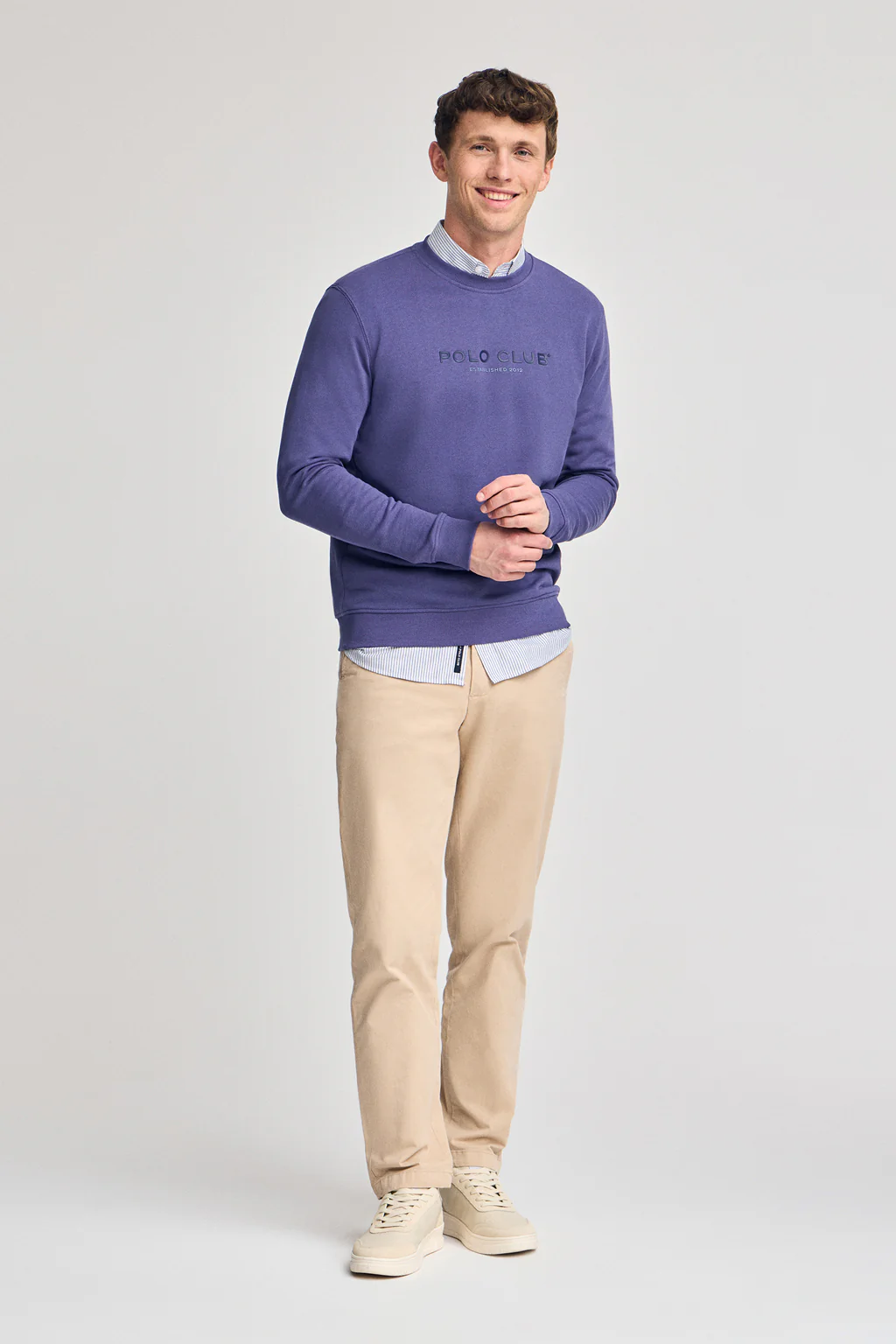 Blue-violet round-neck regular sweatshirt with rubber print - Image 4