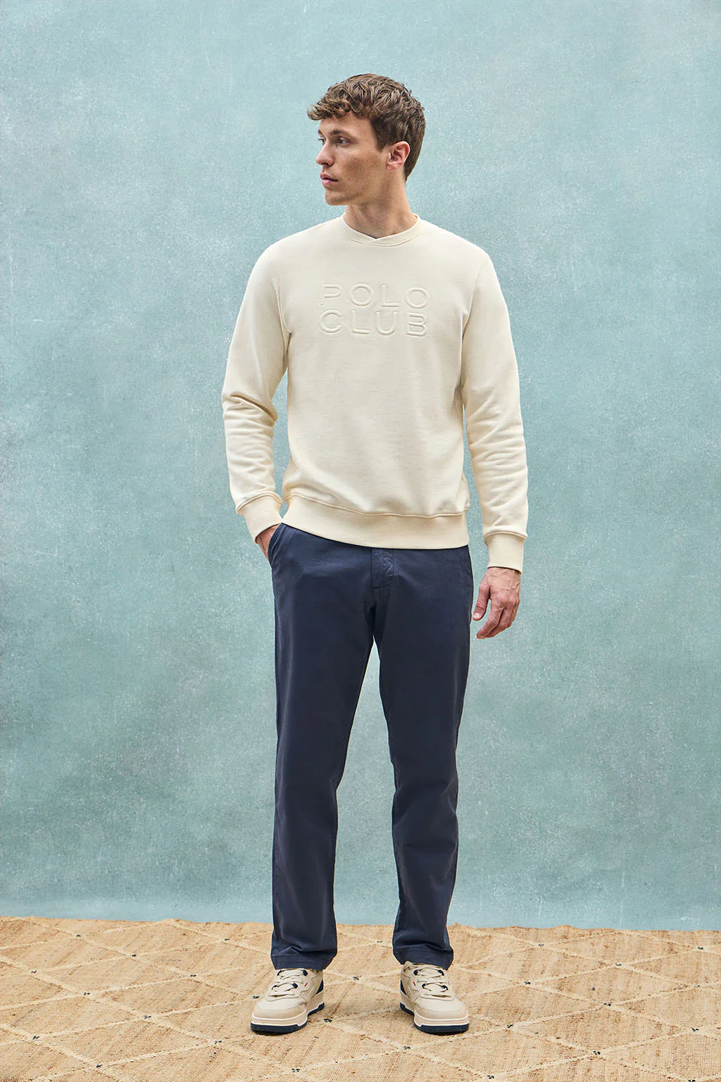 Nude loose-fit sweatshirt with embossed logo - Image 10