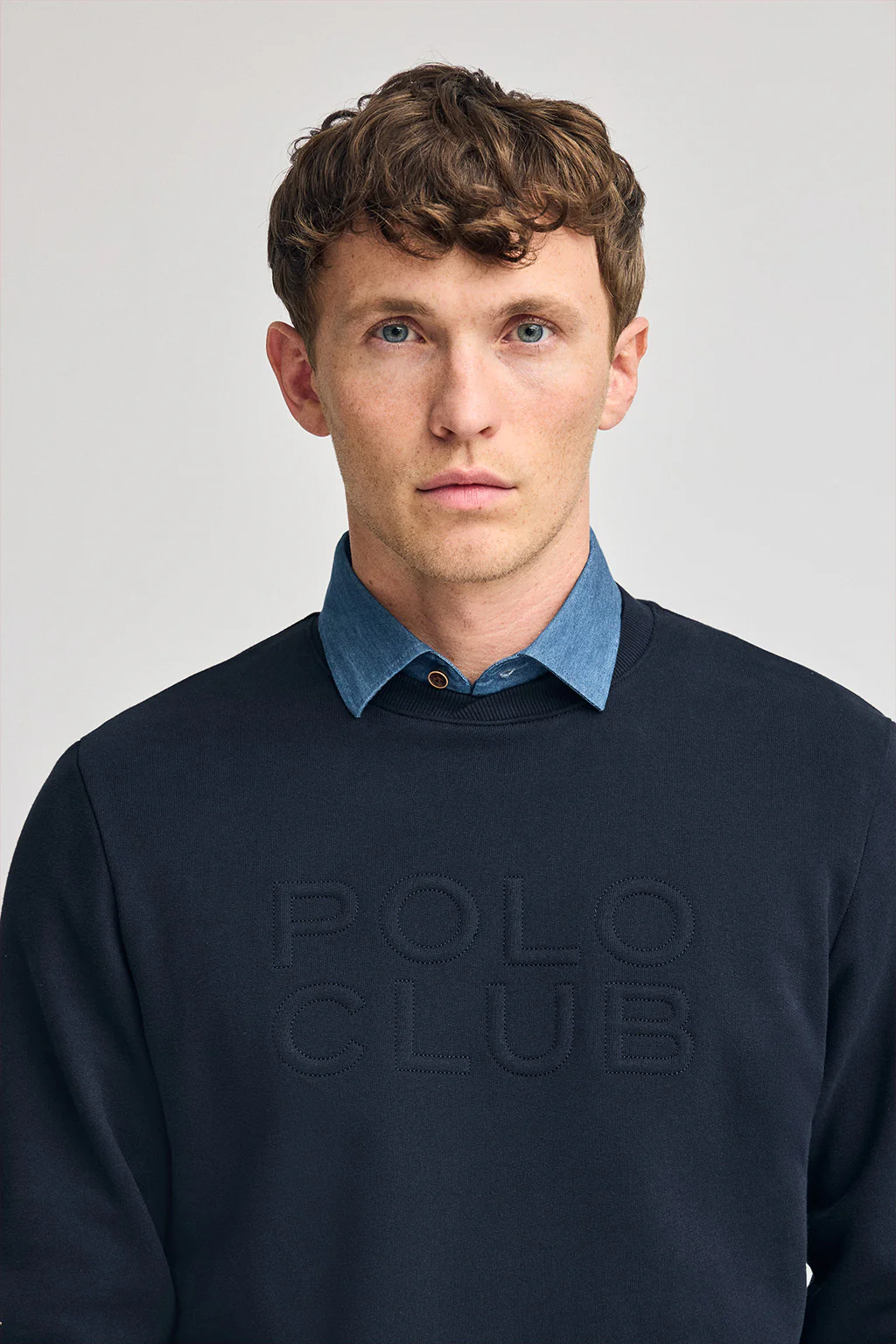 Navy-blue loose-fit sweatshirt with embossed logo - Image 2