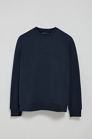 Navy-blue loose-fit sweatshirt with embossed logo - Image 8