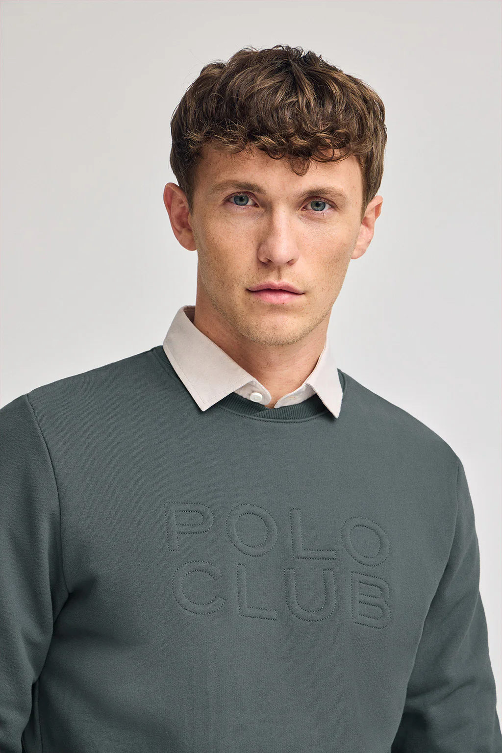 Grey loose-fit sweatshirt with embossed logo - Image 3