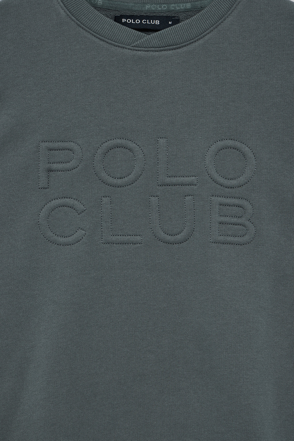 Grey loose-fit sweatshirt with embossed logo - Image 6