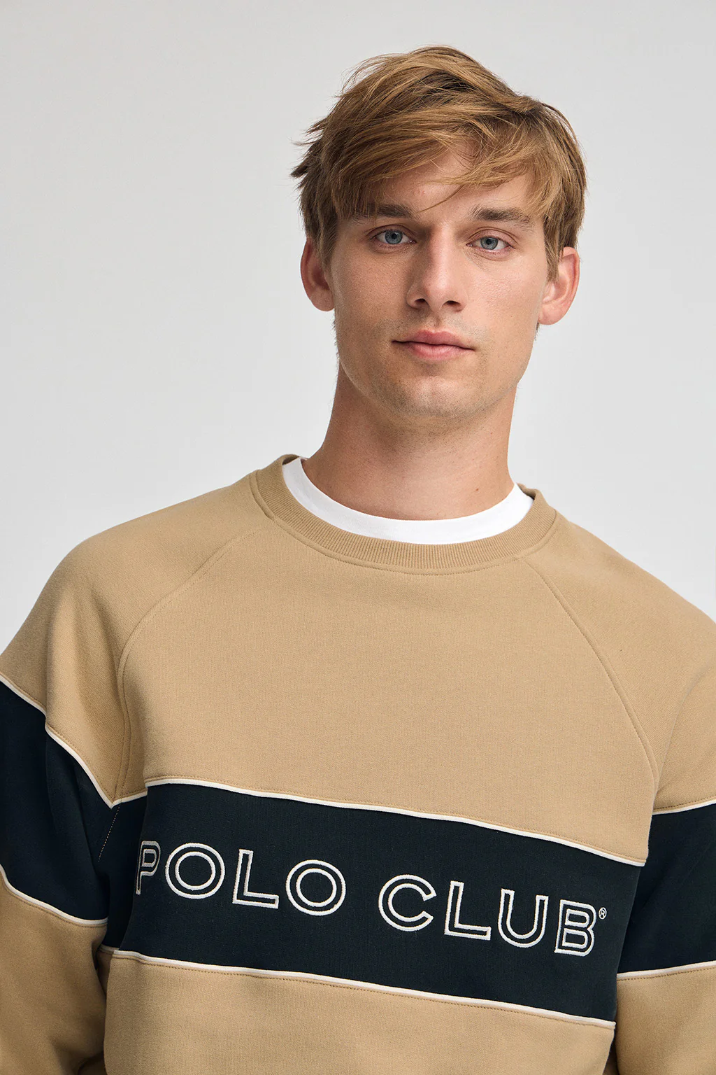 Light-brown relaxed-fit sweatshirt with round neck and Polo Club logo - Image 2