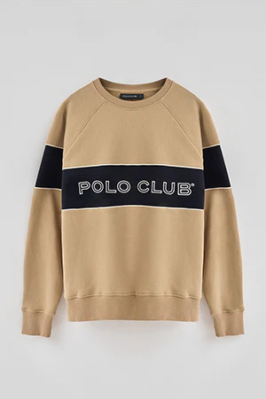 Light-brown relaxed-fit sweatshirt with round neck and Polo Club logo - Image 9