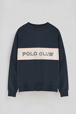 Navy-blue relaxed-fit sweatshirt with round neck and Polo Club logo - Image 9