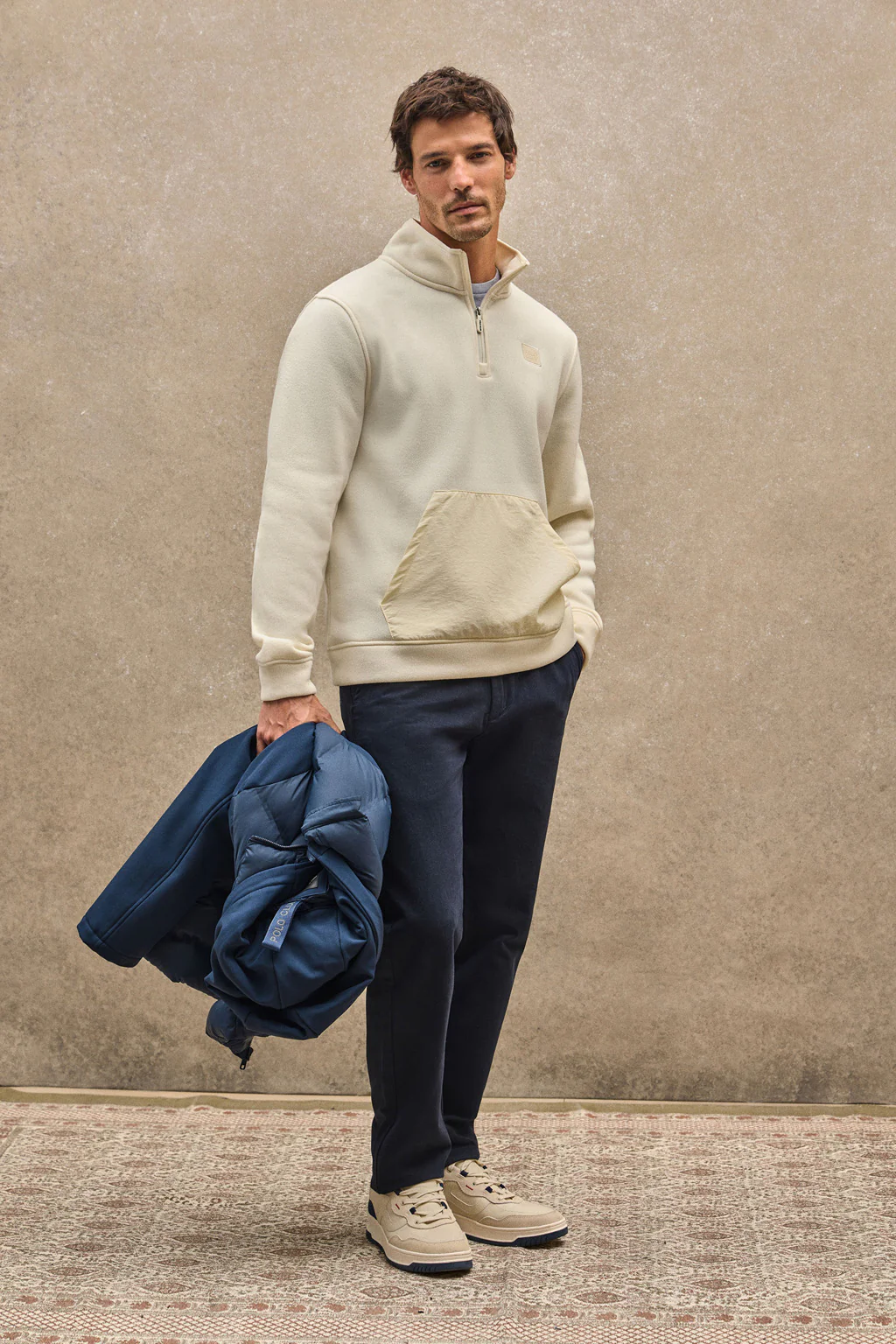 Nude half-zip fleece sweatshirt with Polo Club logo - Image 2