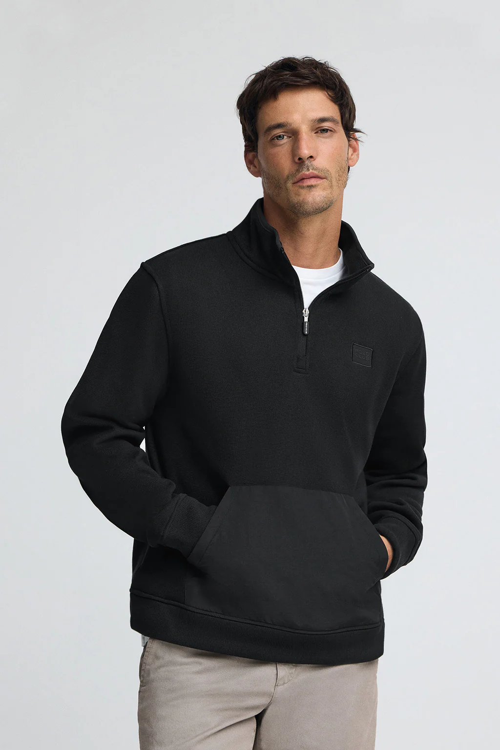 Black half-zip fleece sweatshirt with Polo Club logo - Image 2