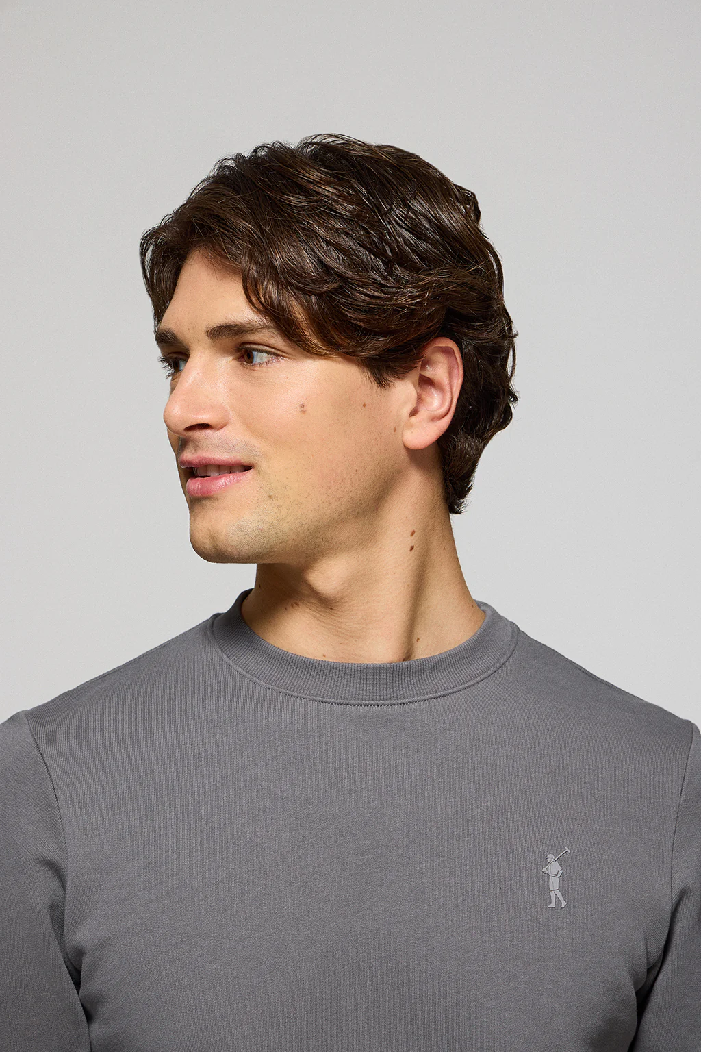 Asphalt-grey round-neck relaxed sweatshirt with Rigby Go rubberised logo - Image 3