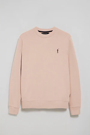 Blush-pink round-neck relaxed sweatshirt with Rigby Go rubberised logo - Image 8