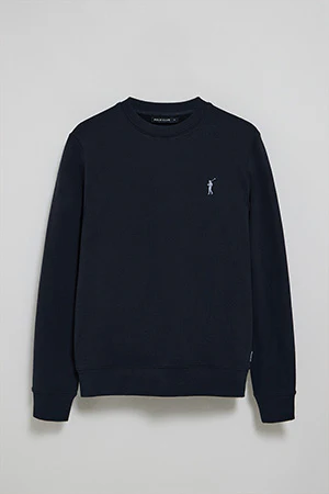 Navy-blue round-neck relaxed sweatshirt with Rigby Go rubberised logo - Image 8