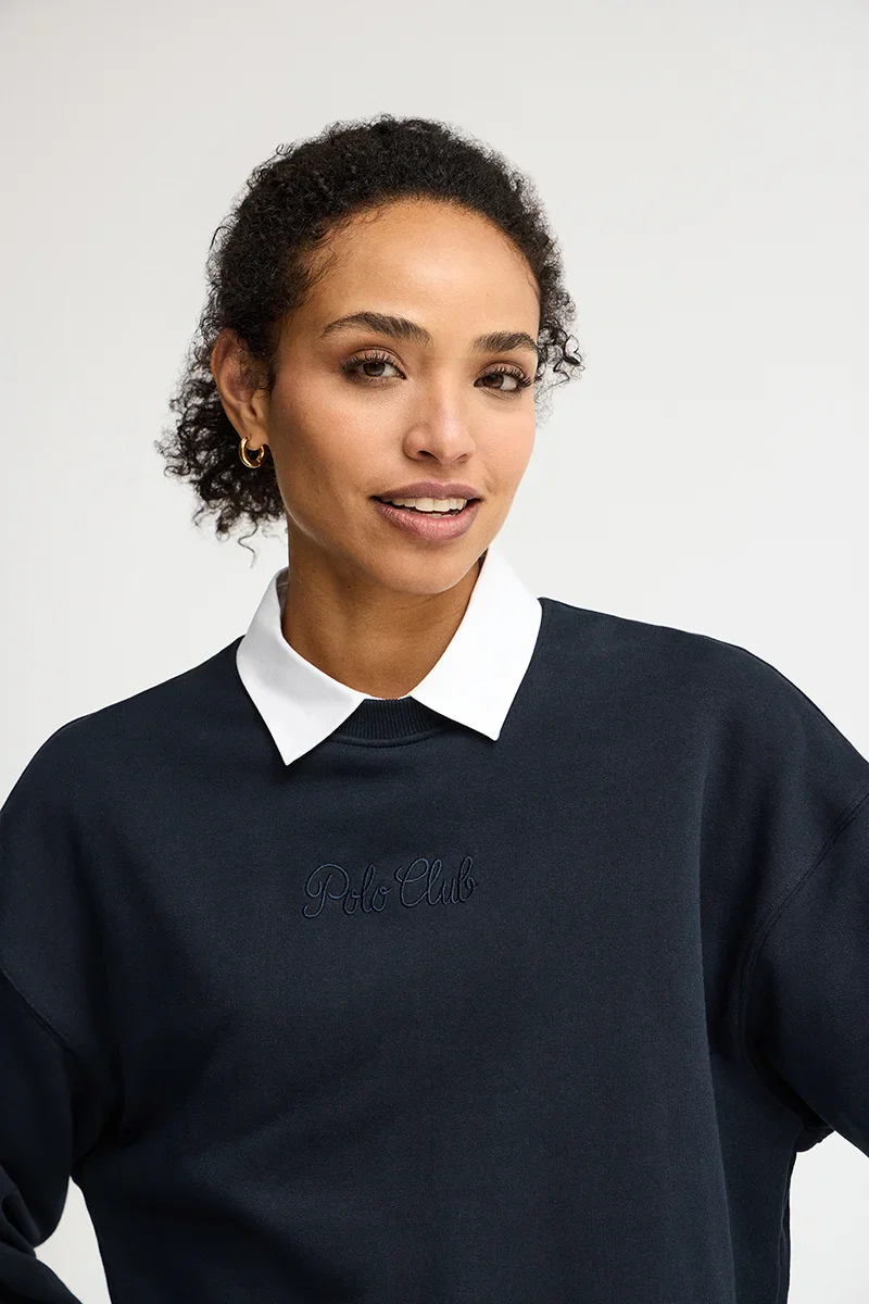Navy-blue round-neck regular-fit sweatshirt with Rigby Go embroidery - Image 2