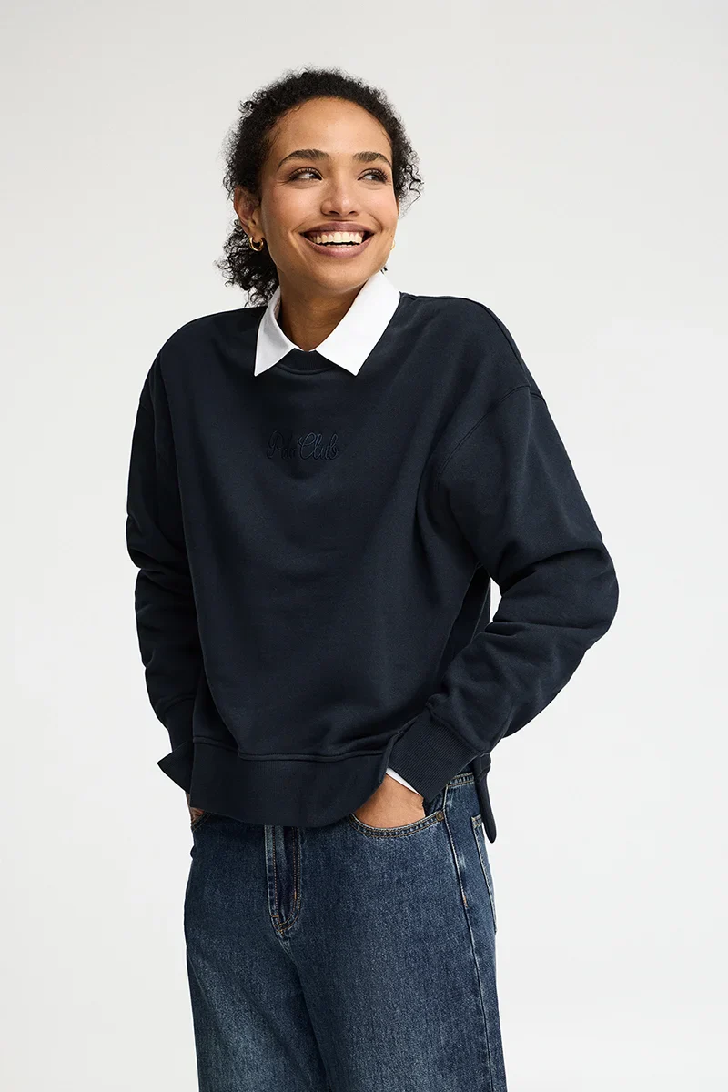 Navy-blue round-neck regular-fit sweatshirt with Rigby Go embroidery - Image 3