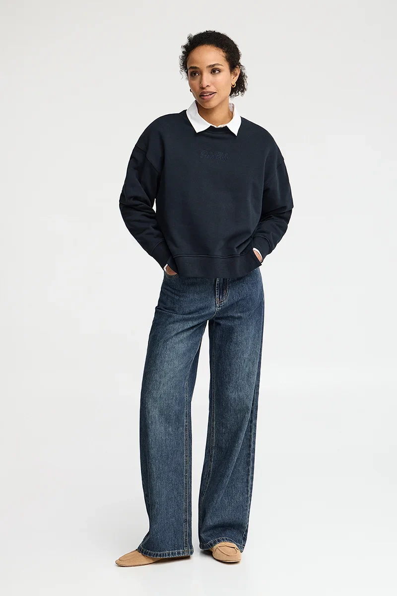 Navy-blue round-neck regular-fit sweatshirt with Rigby Go embroidery - Image 4