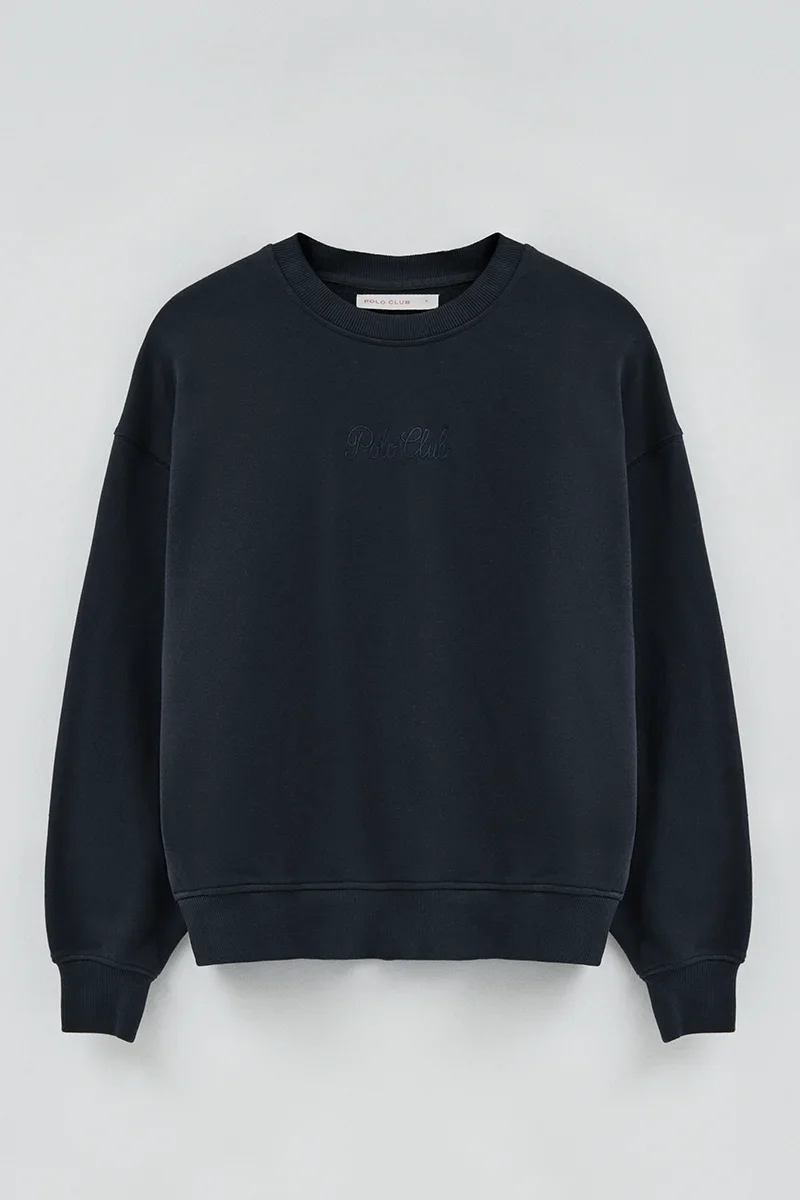 Navy-blue round-neck regular-fit sweatshirt with Rigby Go embroidery - Image 9