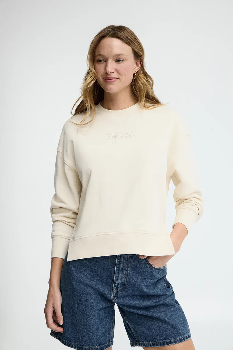Nude round-neck regular-fit sweatshirt with Rigby Go embroidery