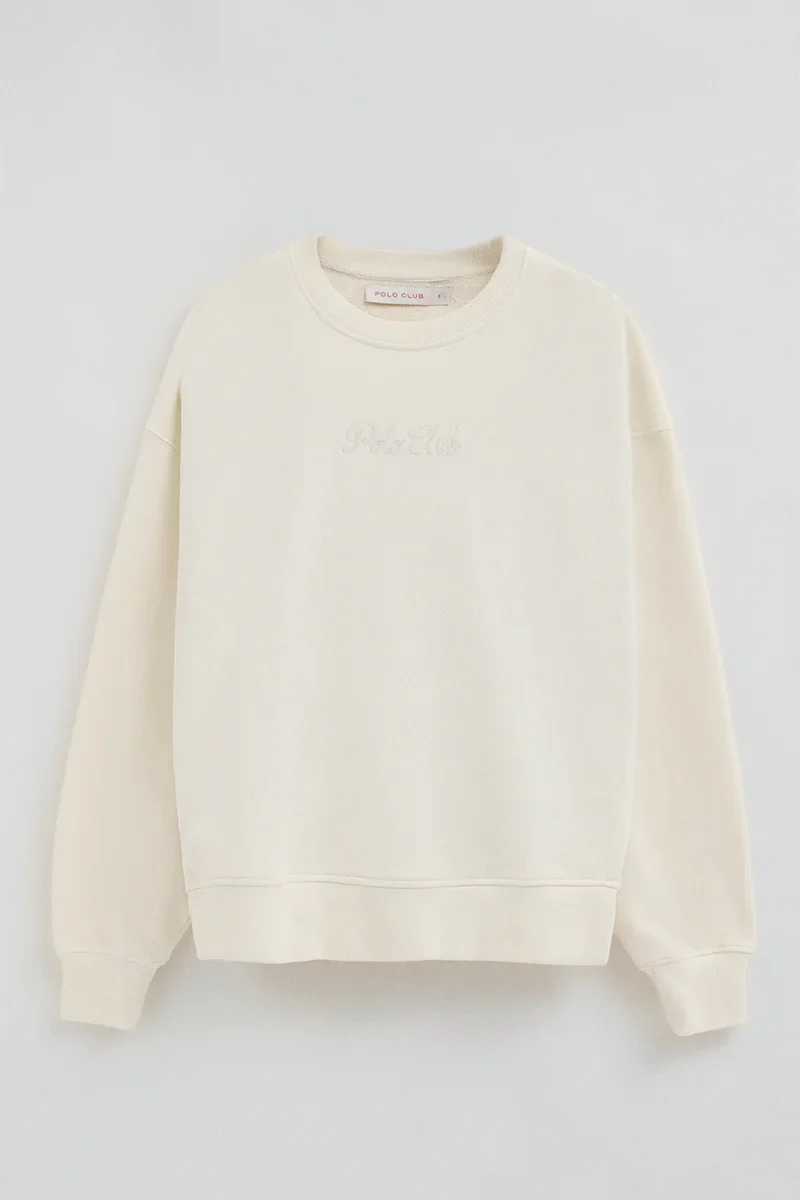 Nude round-neck regular-fit sweatshirt with Rigby Go embroidery - Image 9