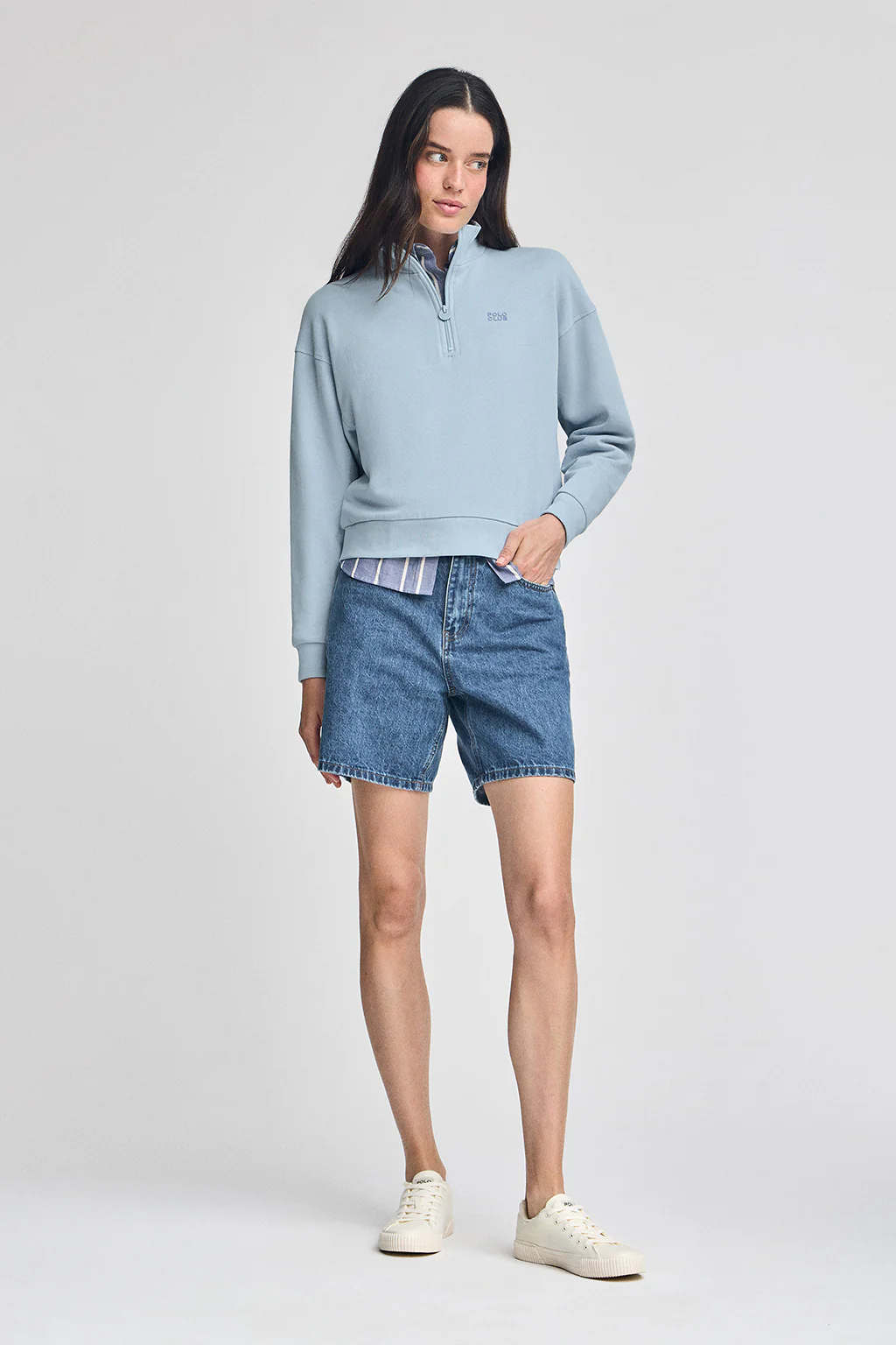 Light-blue boxy-fit sweatshirt with Polo Club rubber logo - Image 4