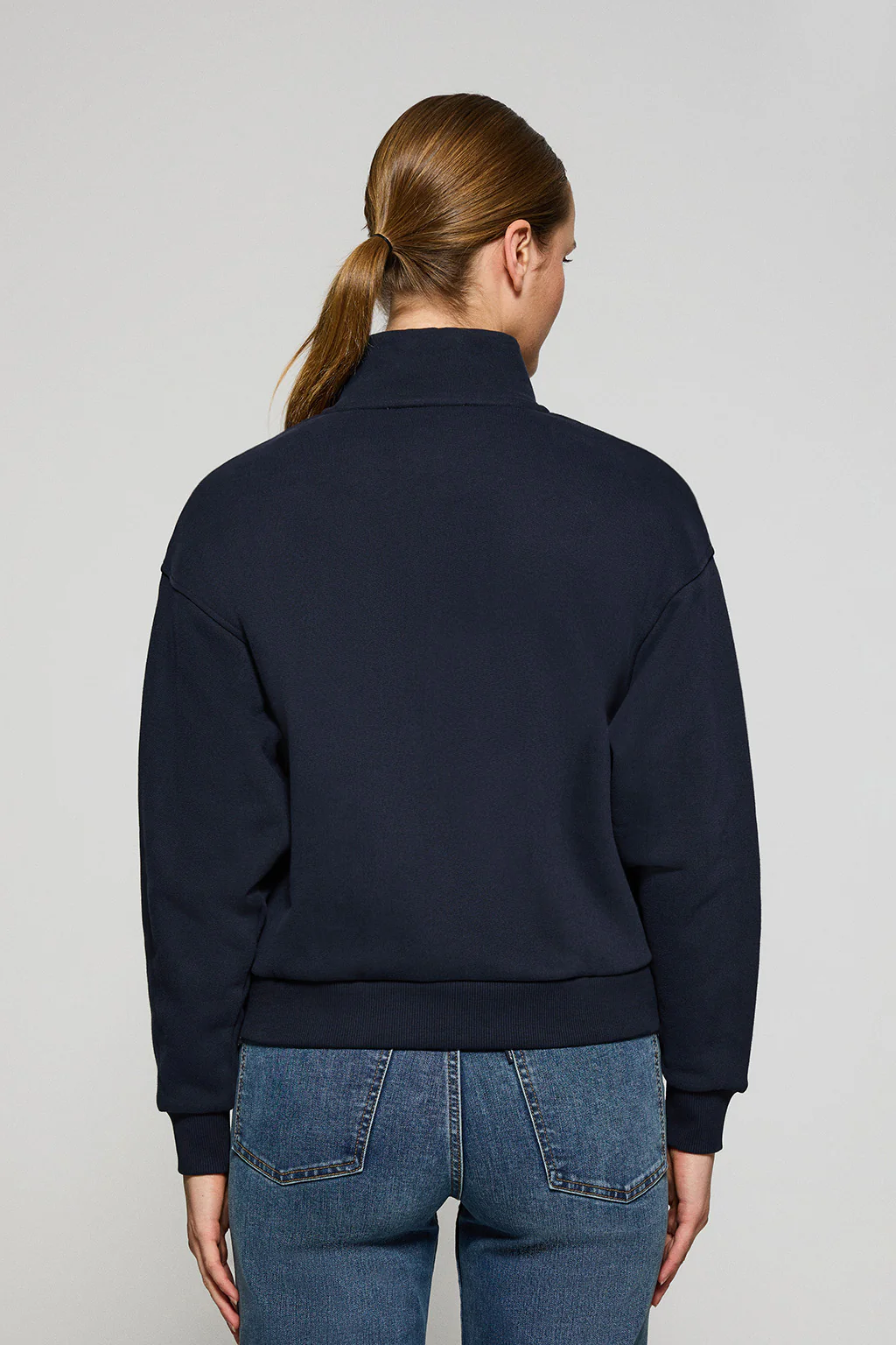Navy-blue half-zip sweatshirt with Polo Club rubber logo - Image 2
