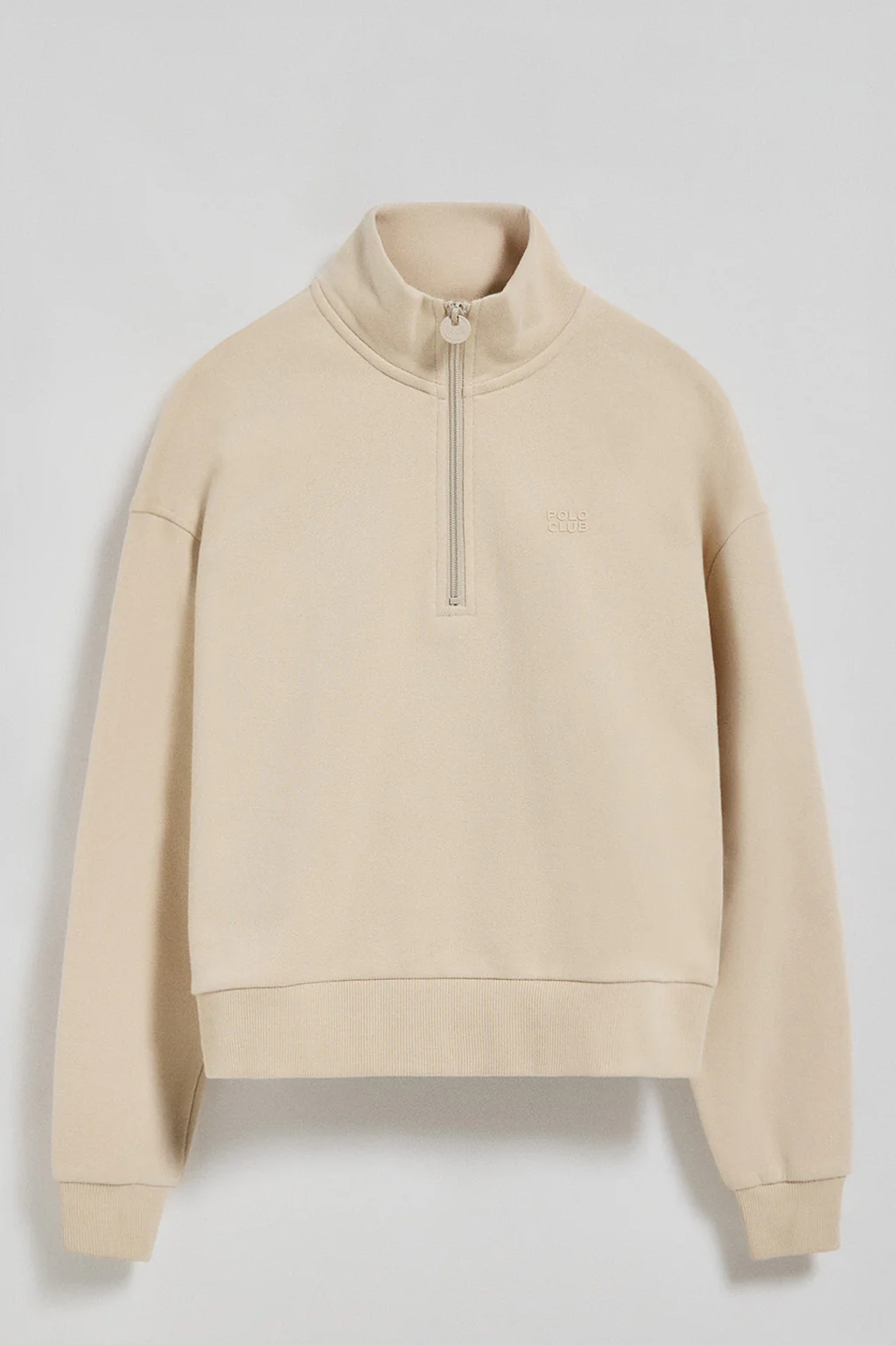 Beige half-zip sweatshirt with Polo Club rubber logo - Image 8