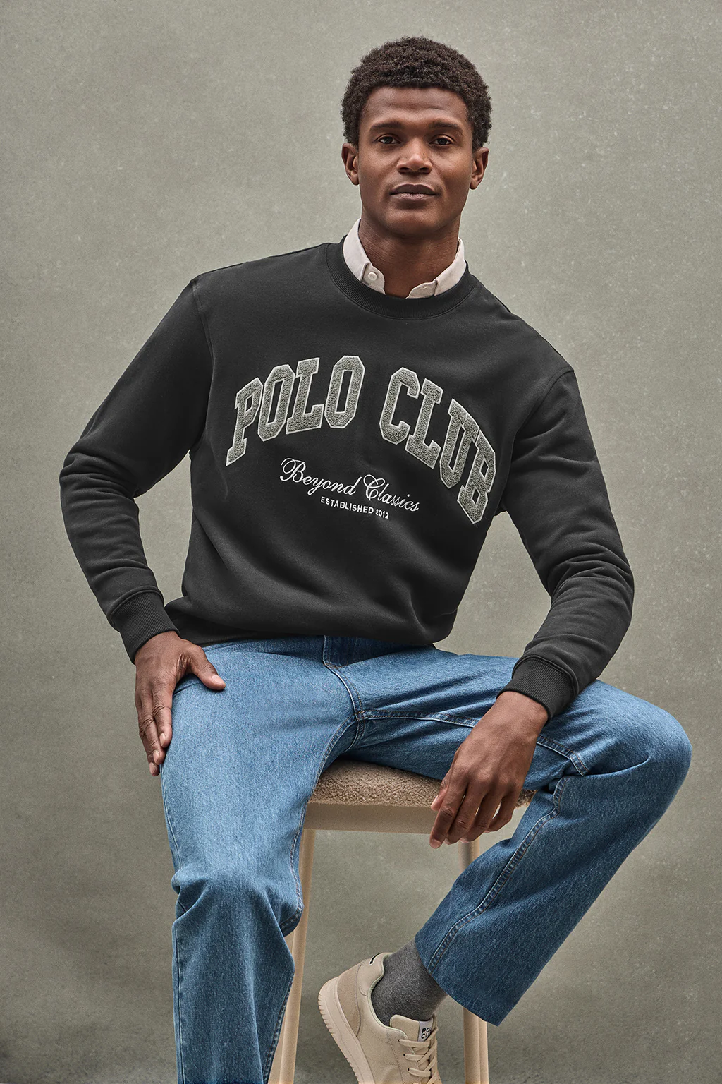 Black wide-fit sweatshirt Established 2012 Polo Club