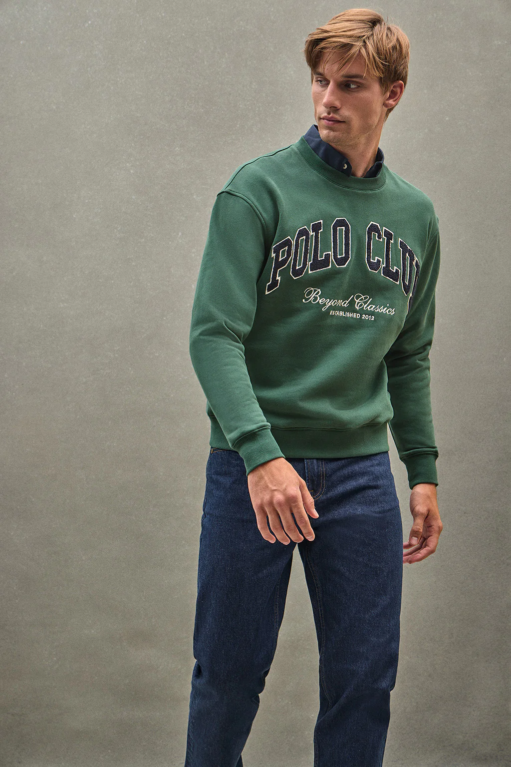 Bottle-green wide-fit sweatshirt Established 2012 Polo Club