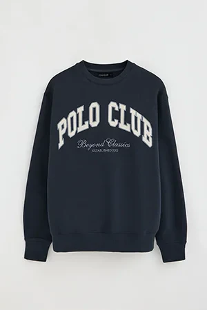 Navy-blue loose-fit sweatshirt with Polo Club logo - Image 10