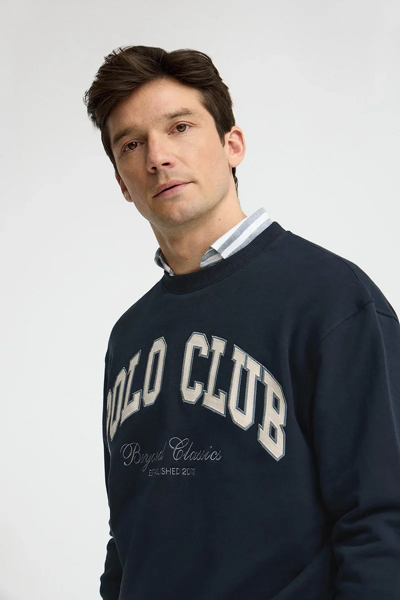 Navy-blue loose-fit sweatshirt with Polo Club logo - Image 3