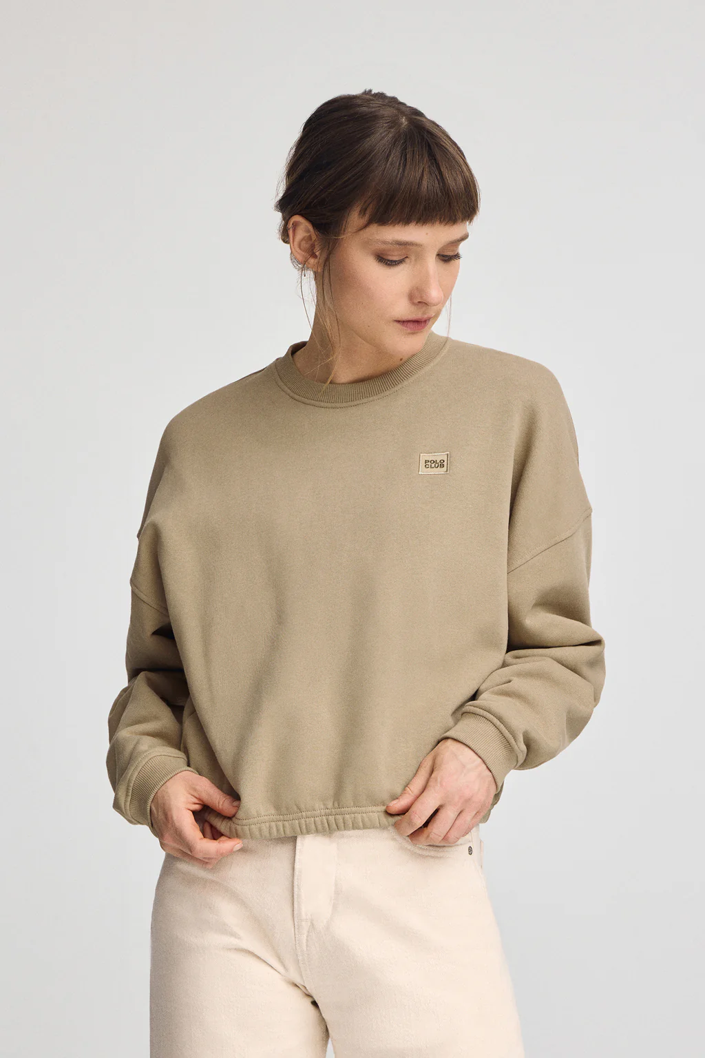 Light-brown wide-fit sweatshirt with Polo Club logo