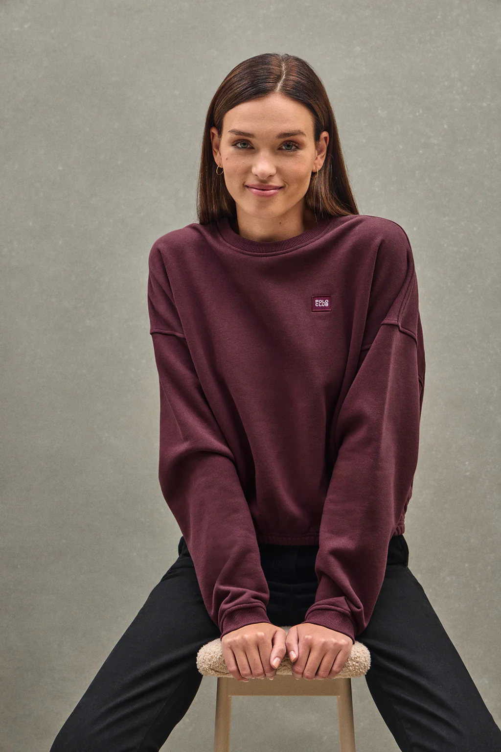 Burgundy wide-fit sweatshirt with Polo Club logo - Image 3