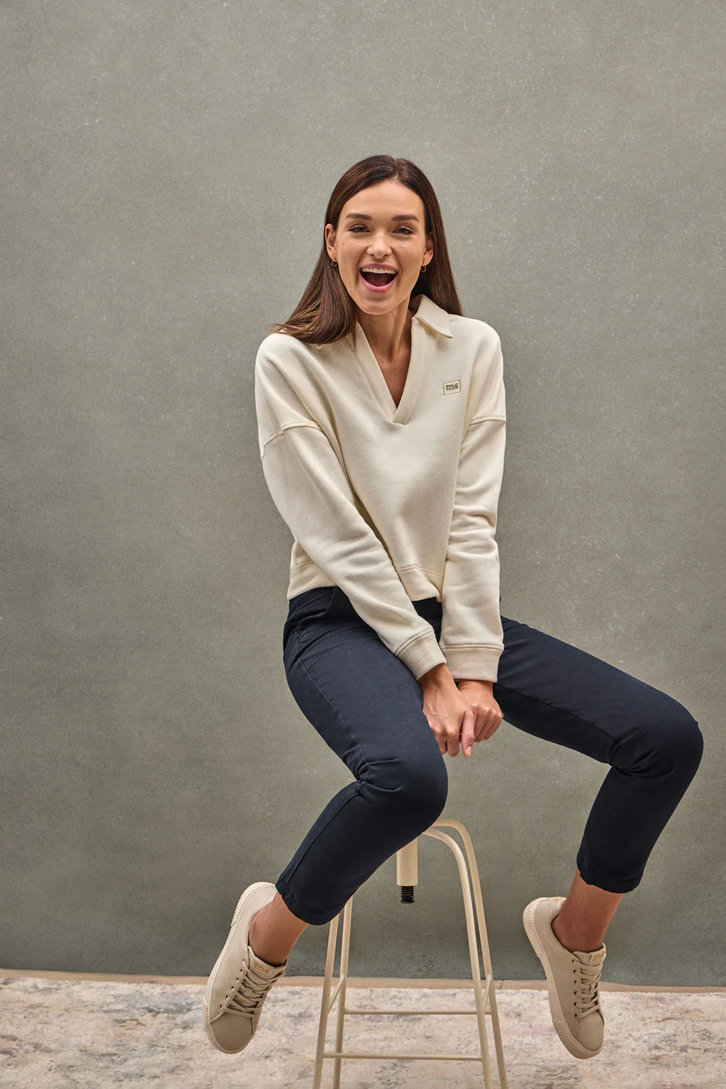 Nude polo-collar sweatshirt with Polo Club logo - Image 3