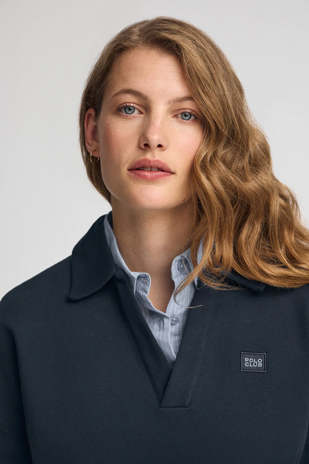 Navy-blue polo-collar sweatshirt with Polo Club logo - Image 3