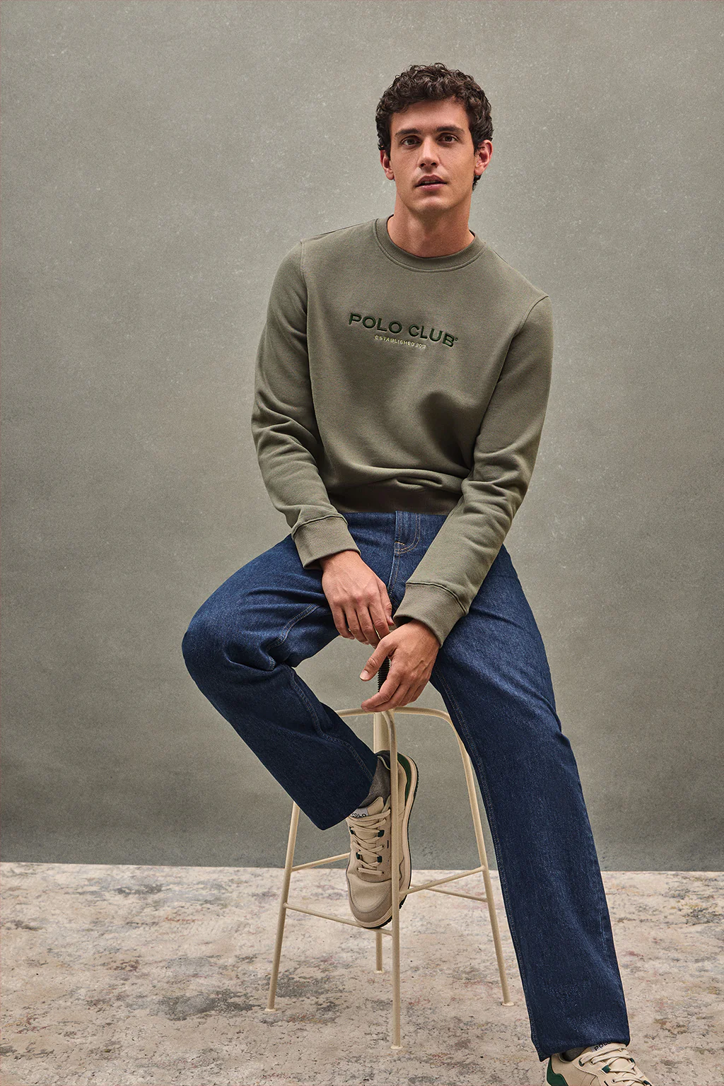 Army-green relaxed-fit sweatshirt Established 2012 Polo Club - Image 4