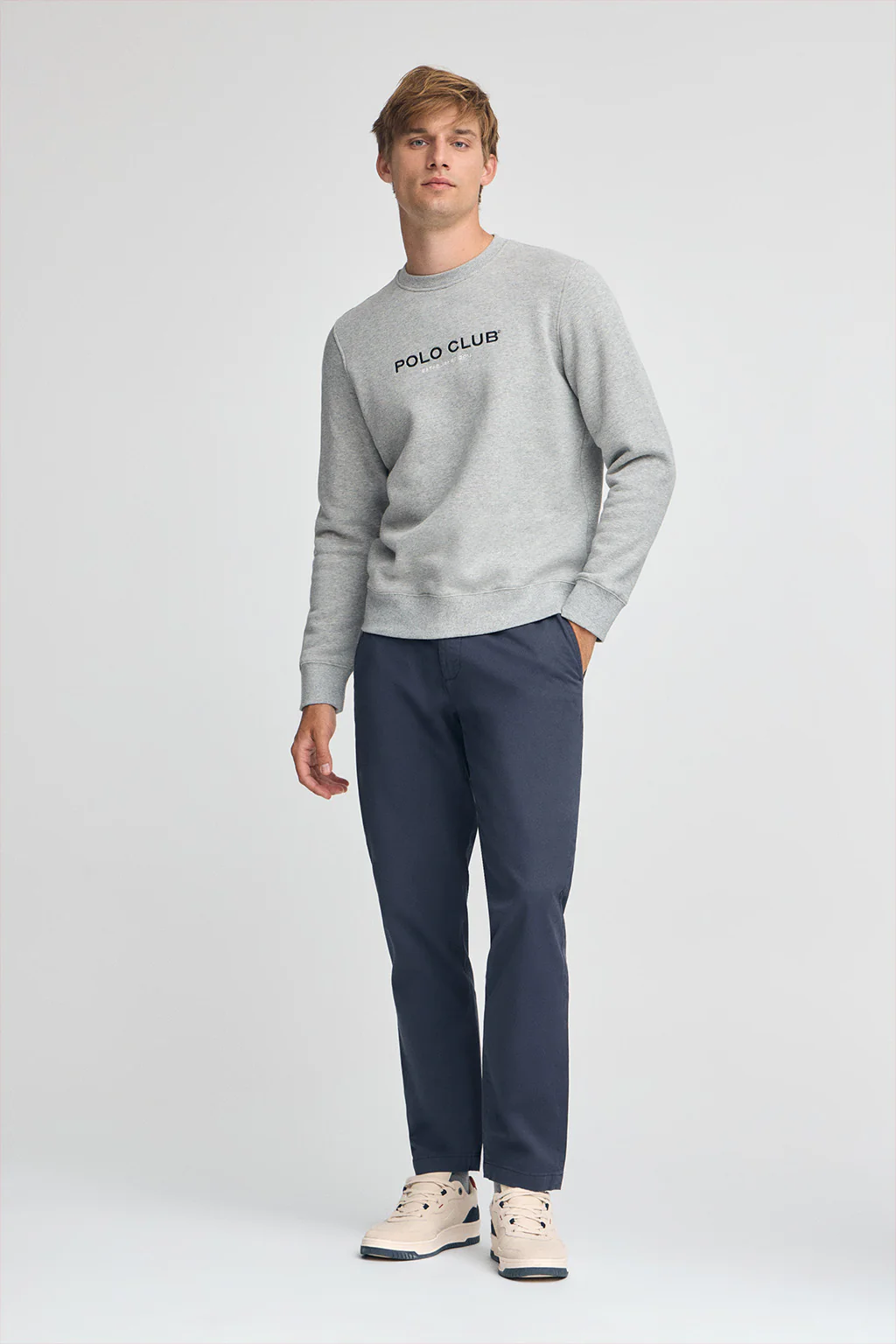Grey-marl relaxed-fit sweatshirt Established 2012 Polo Club - Image 4