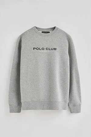 Grey-marl relaxed-fit sweatshirt Established 2012 Polo Club - Image 9