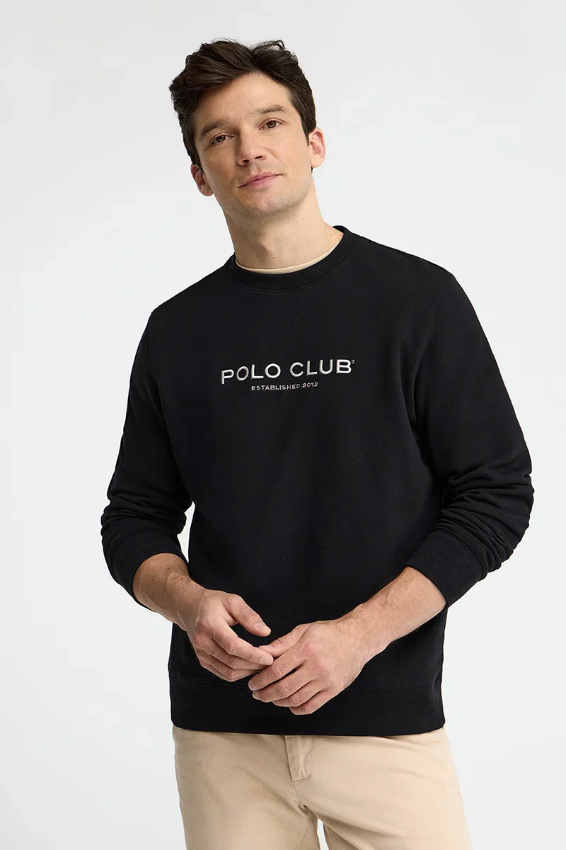 Black relaxed-fit sweatshirt with Established 2012 Polo Club embroidery - Image 3