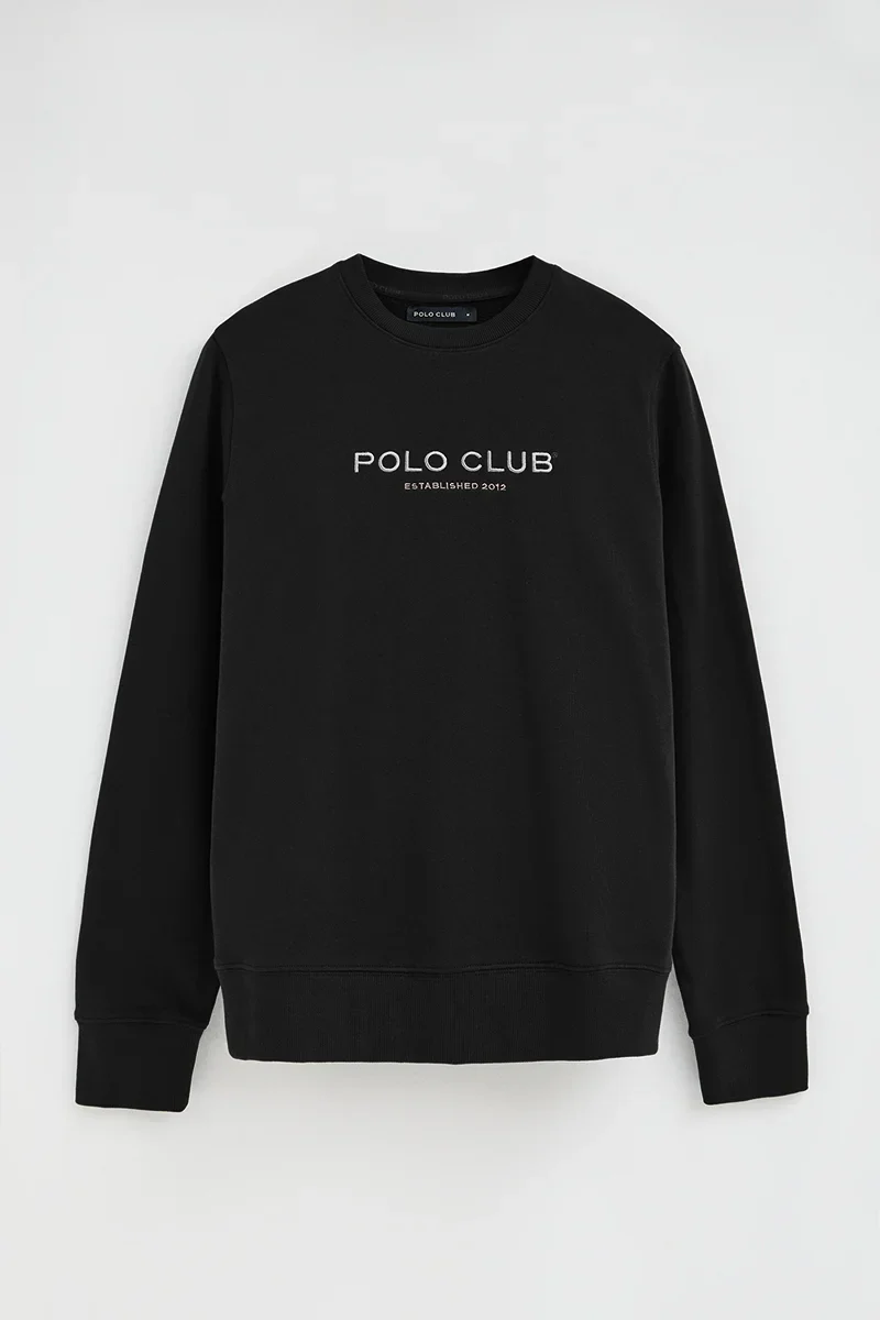 Black relaxed-fit sweatshirt with Established 2012 Polo Club embroidery - Image 6