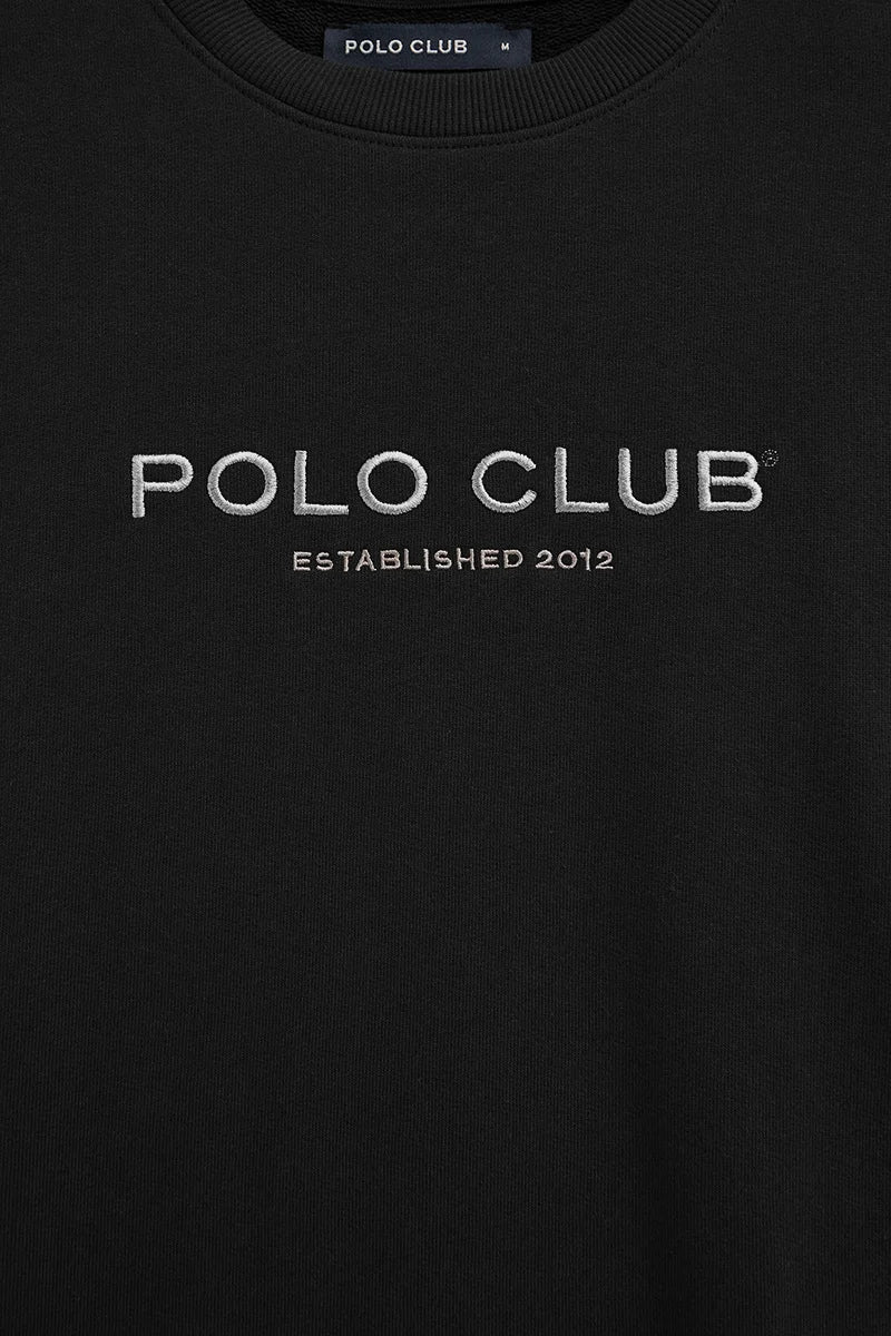 Black relaxed-fit sweatshirt with Established 2012 Polo Club embroidery - Image 7