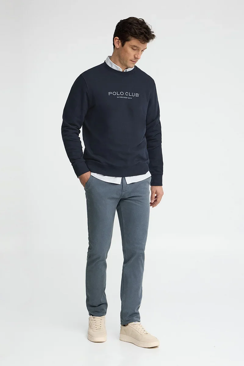Navy-blue relaxed-fit sweatshirt with Established 2012 Polo Club embroidery - Image 2