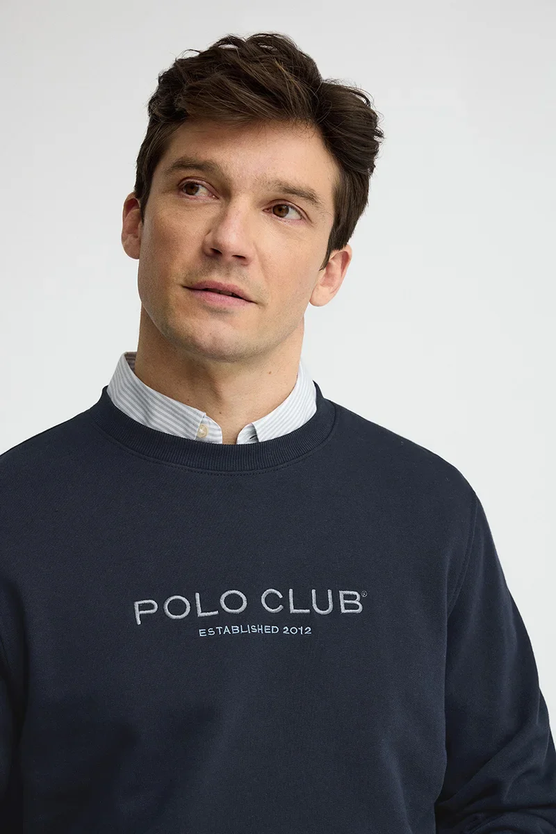 Navy-blue relaxed-fit sweatshirt with Established 2012 Polo Club embroidery - Image 3