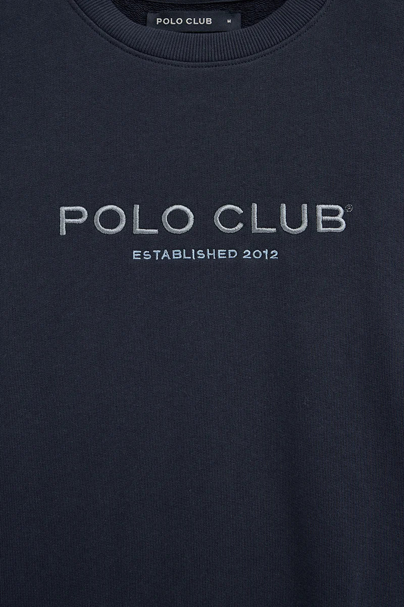 Navy-blue relaxed-fit sweatshirt with Established 2012 Polo Club embroidery - Image 7