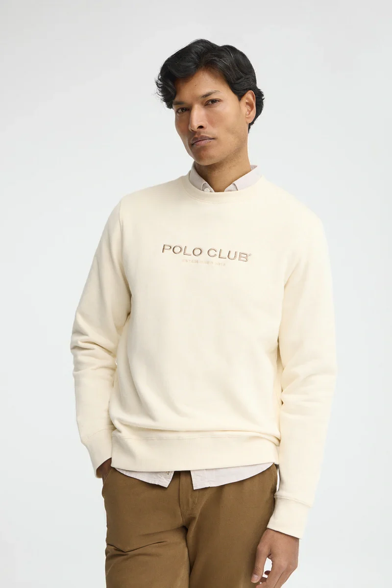 Nude relaxed-fit sweatshirt with Established 2012 Polo Club embroidery